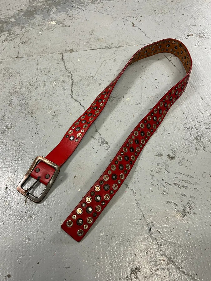 2000s Marithé + François Girbaud Red Studded Leather Belt hkoztff 3