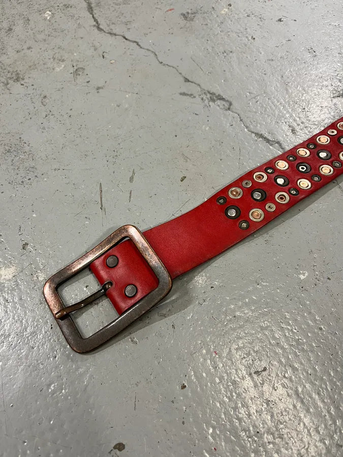 2000s Marithé + François Girbaud Red Studded Leather Belt hkoztff 4