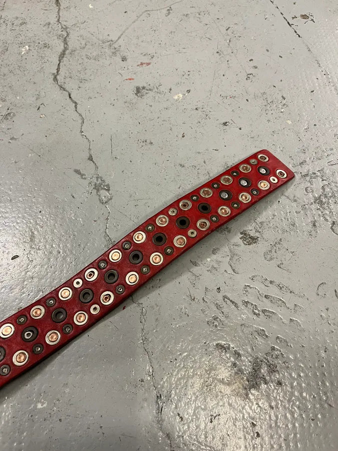 2000s Marithé + François Girbaud Red Studded Leather Belt hkoztff 5