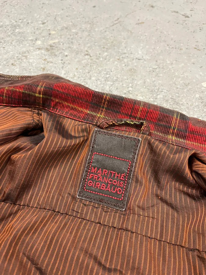 2000s Marithé + François Girbaud Red Tartan Velvet Buttoned Jacket XwwBrdC 9