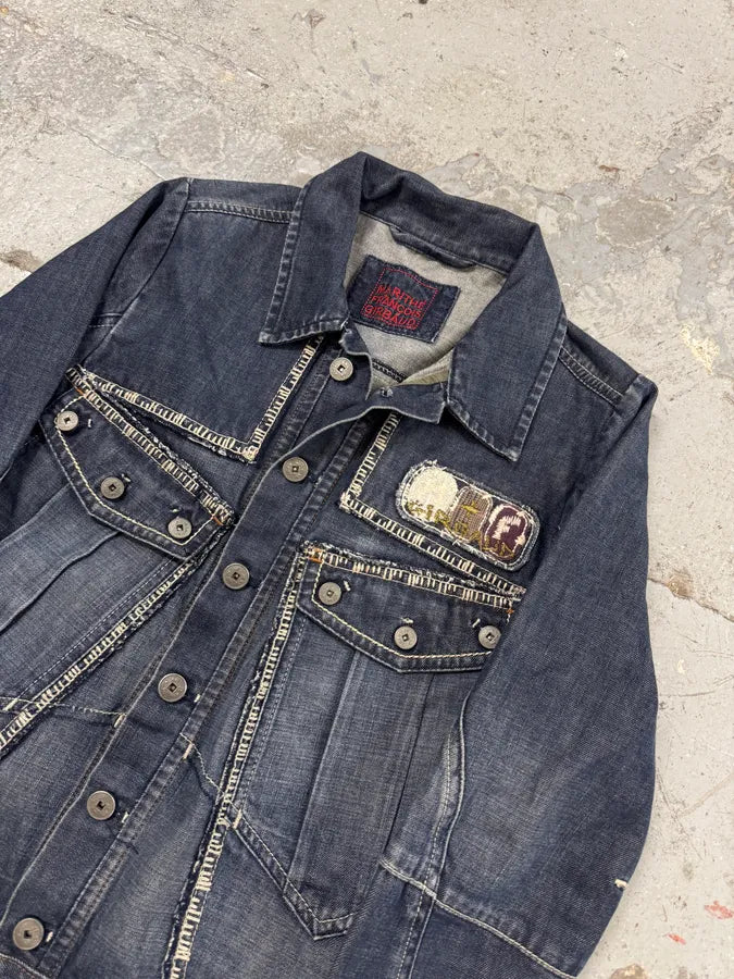 AW2007 Marithé + François Girbaud Signature Blue Denim Buttoned Jacket KZKUnPE 2