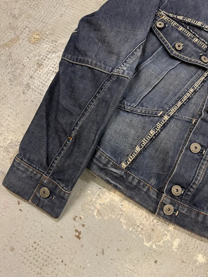 AW2007 Marithé + François Girbaud Signature Blue Denim Buttoned Jacket KZKUnPE 6