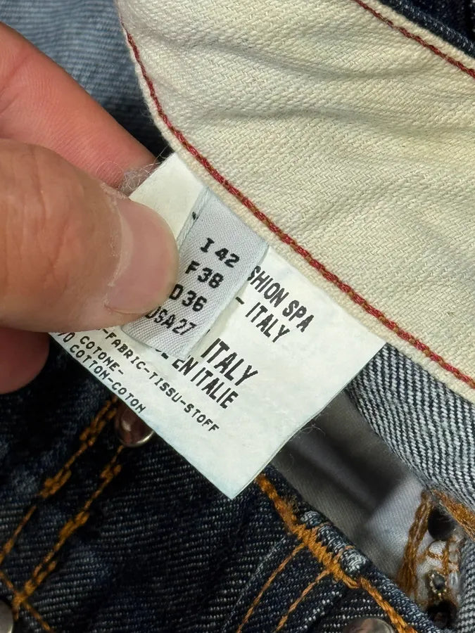 2000s Marithé + François Girbaud Stars Straps Army Blue Denim Jeans PByQpRd 11