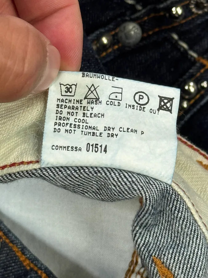 2000s Marithé + François Girbaud Stars Straps Army Blue Denim Jeans PByQpRd 13