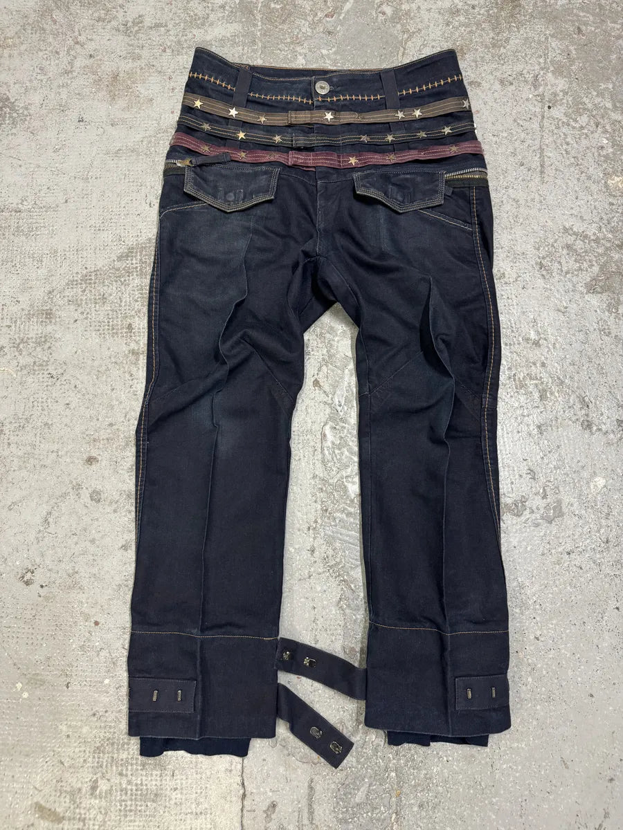 2000s Marithé + François Girbaud Stars Straps Brut Denim Jeans OSUvfoW 2