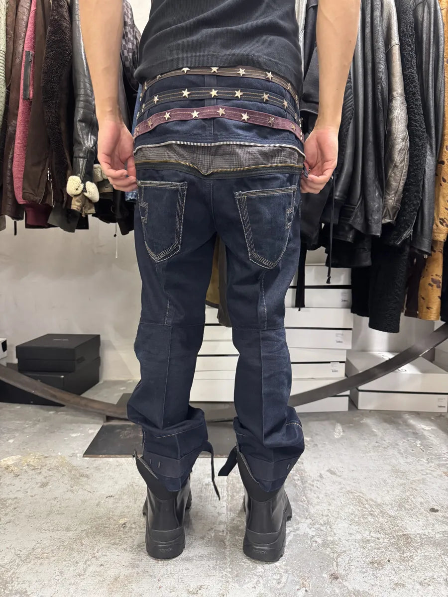2000s Marithé + François Girbaud Stars Straps Brut Denim Jeans OSUvfoW 3