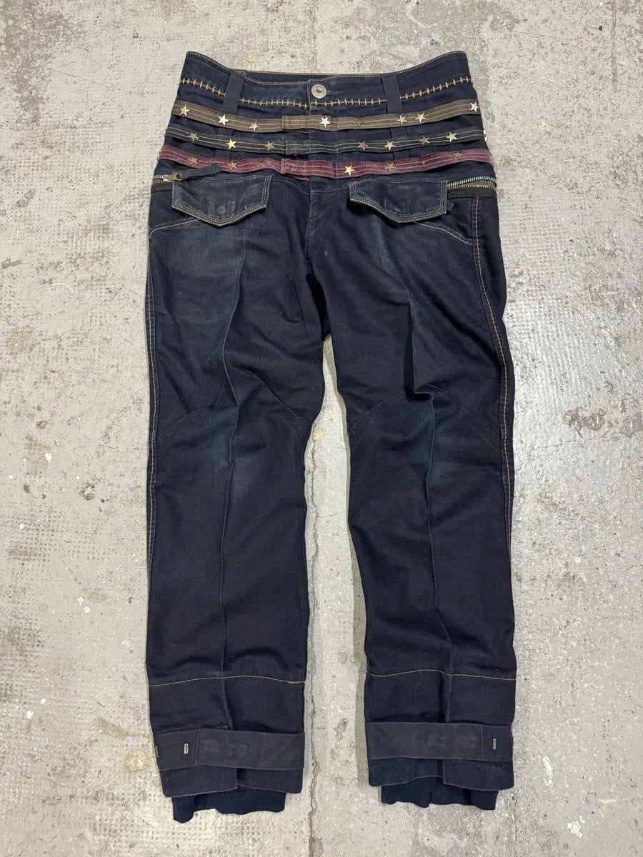 2000s Marithé + François Girbaud Stars Straps Brut Denim Jeans OSUvfoW 5