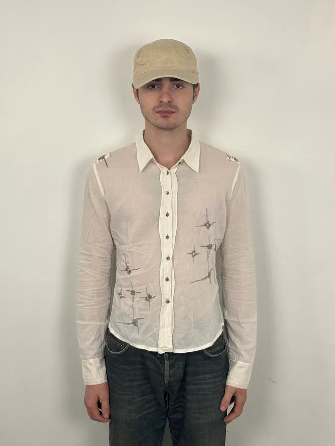 2000s Marithé + François Girbaud Stars White Shirt KGpJKZa 1