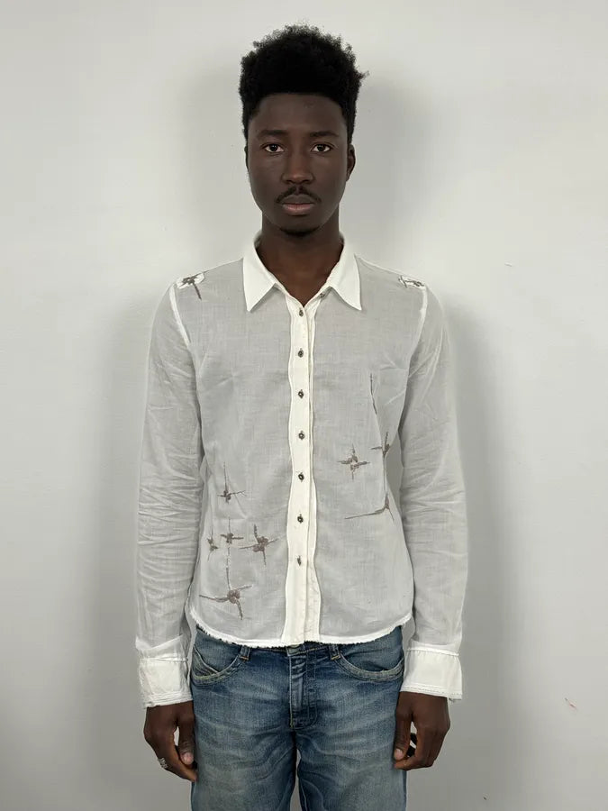 2000s Marithé + François Girbaud Stars White Shirt Cmnpqar 1