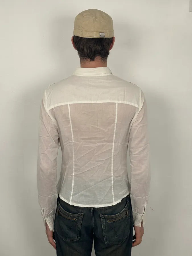 2000s Marithé + François Girbaud Stars White Shirt KGpJKZa 2