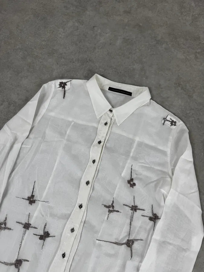 2000s Marithé + François Girbaud Stars White Shirt Cmnpqar 4