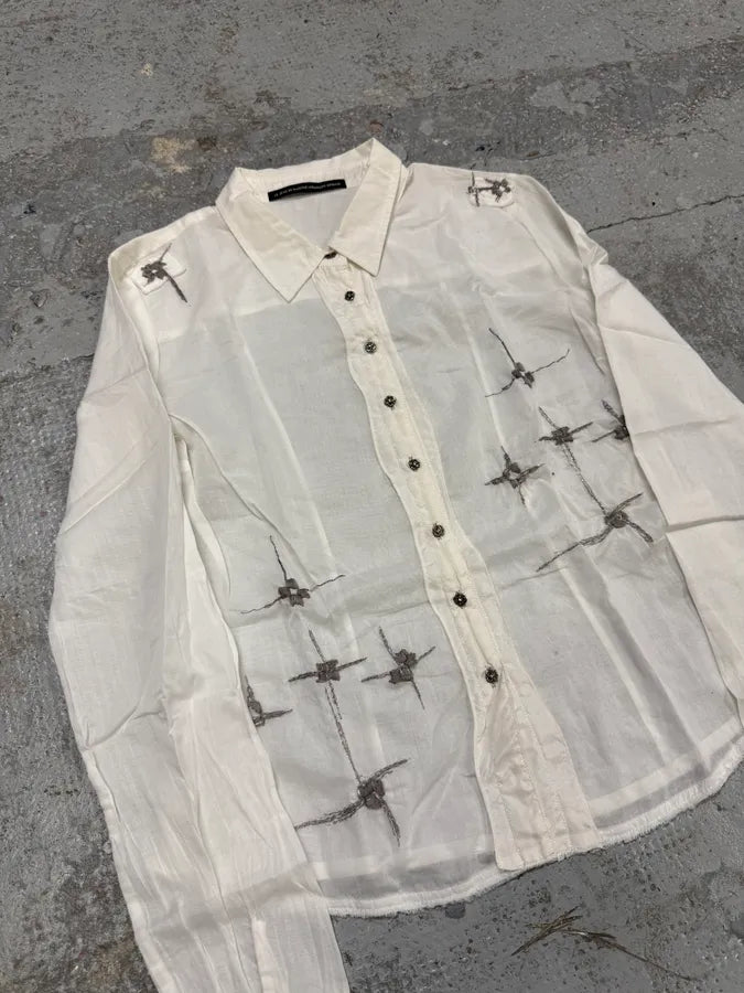 2000s Marithé + François Girbaud Stars White Shirt rvZdvdo 1