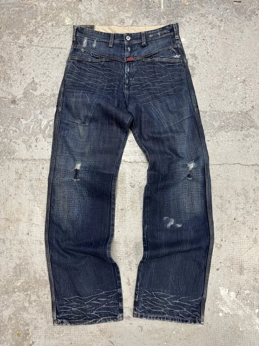 2000s Marithé + François Girbaud Stonewashed Brut Denim Rebel Jeans (M) 0