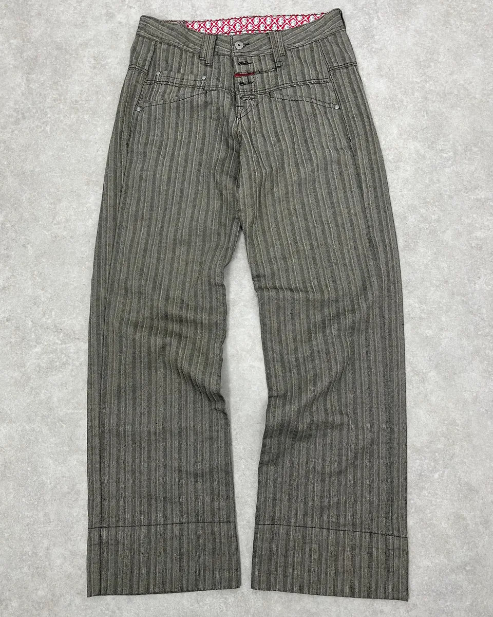 2000s Marithé + François Girbaud Stripes Grey Pants NGvYYNX 0