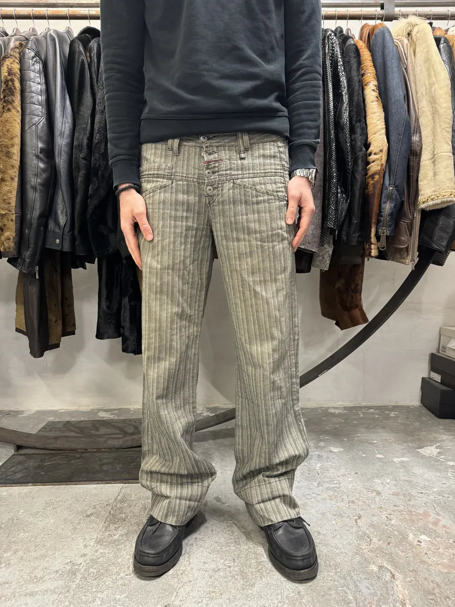 2000s Marithé + François Girbaud Stripped Grey Relaxed Pants (M/L) 0