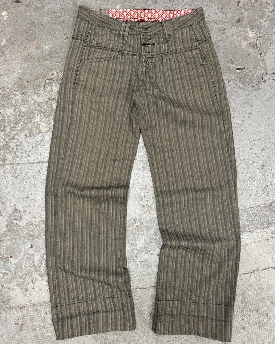 2000s Marithé + François Girbaud Stripped Grey Relaxed Pants (M/L) 2