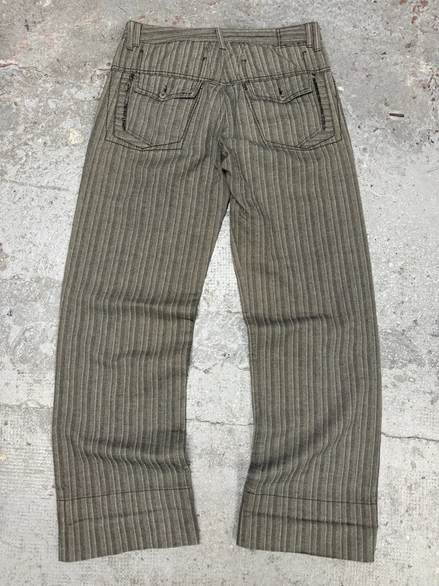 2000s Marithé + François Girbaud Stripped Grey Relaxed Pants (M/L) 3