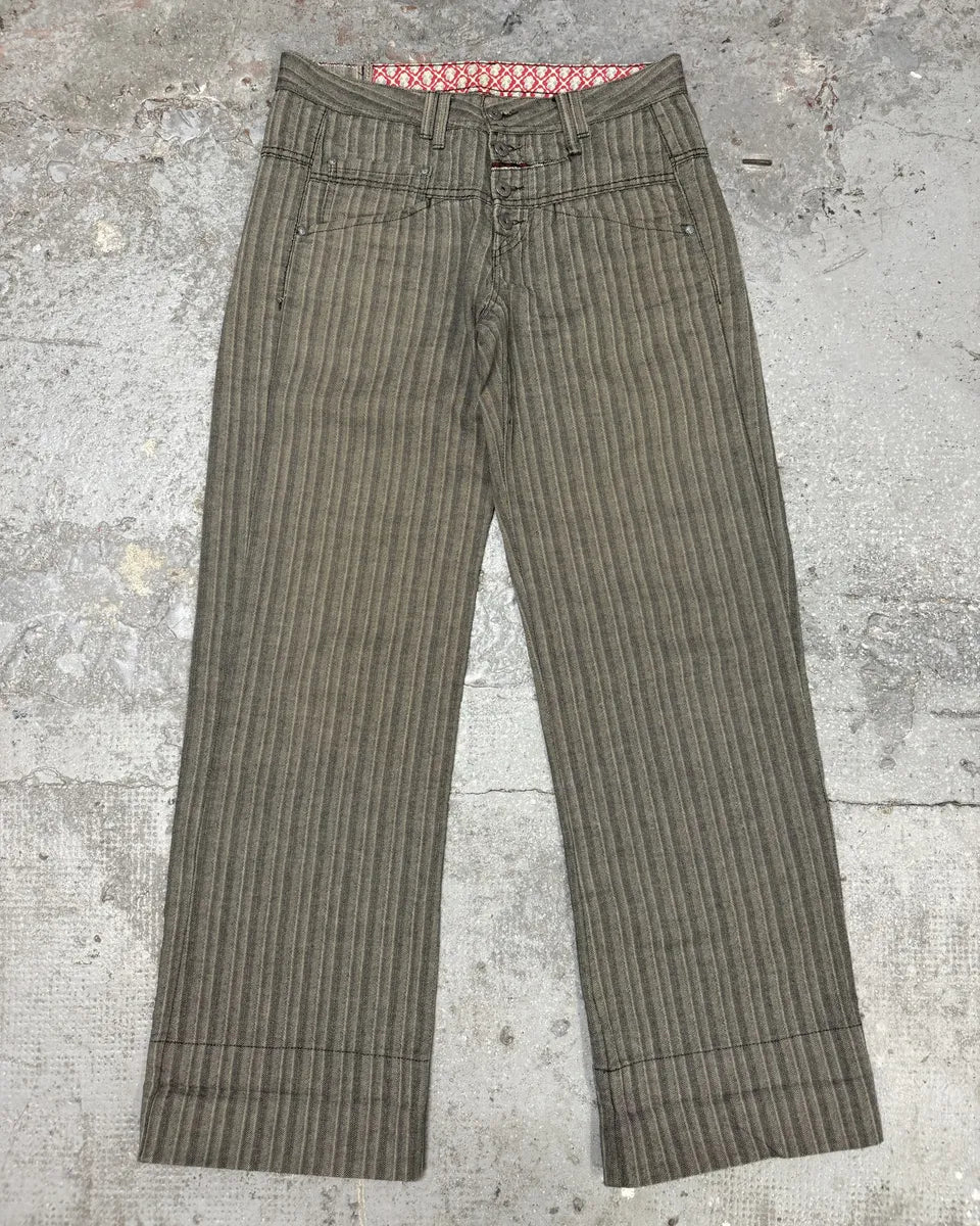 2000s Marithé + François Girbaud Stripped Grey Relaxed Pants (M/L) 5