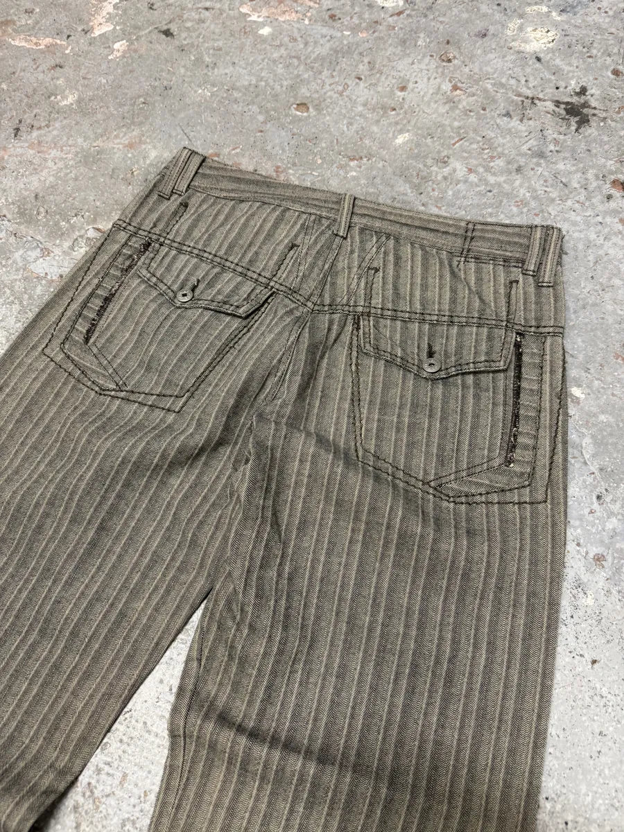 2000s Marithé + François Girbaud Stripped Grey Relaxed Pants (M/L) 6
