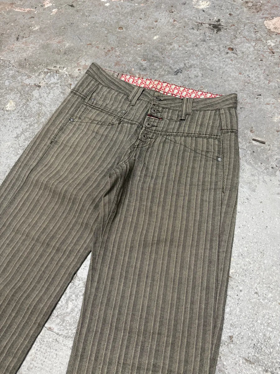 2000s Marithé + François Girbaud Stripped Grey Relaxed Pants (M/L) 7