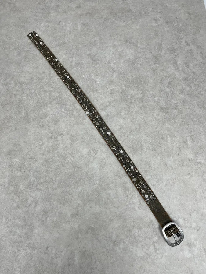 2000s Marithé + François Girbaud Studded Brown Leather Belt EGBUYqy 2