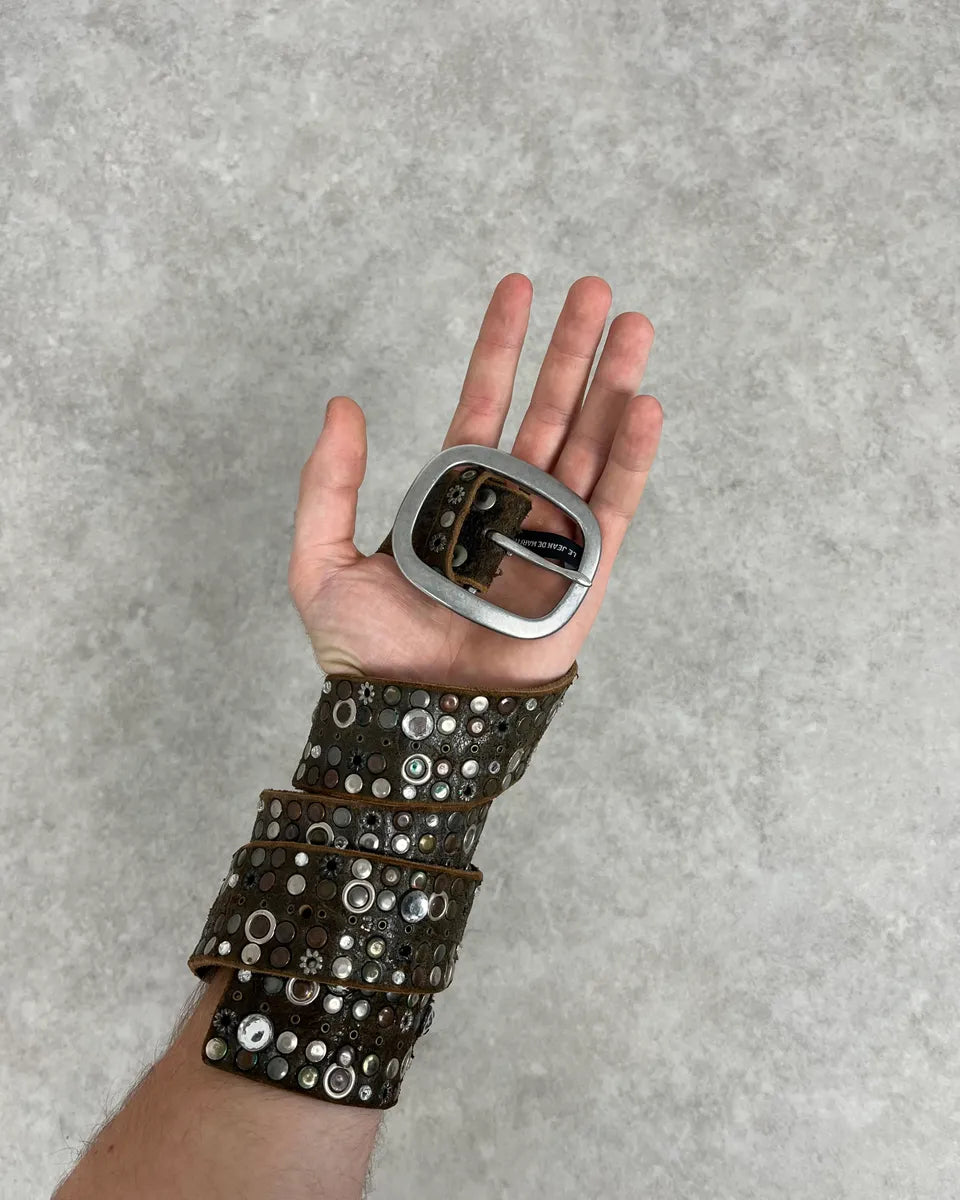 2000s Marithé + François Girbaud Studded Brown Leather Belt EGBUYqy 0
