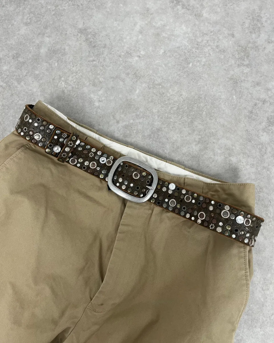 2000s Marithé + François Girbaud Studded Brown Leather Belt EGBUYqy 1