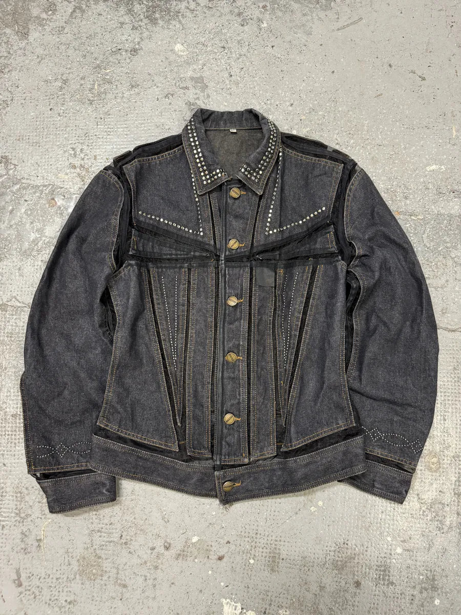 2000s Marithé + François Girbaud Studded Brut Denim Aero Jacket pEMCBnF 0