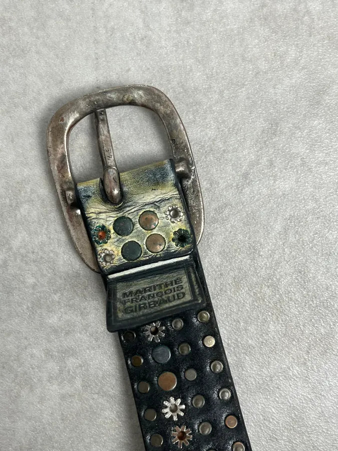 2000s Marithé + François Girbaud Studded Punk Leather Belt bkXJqkr 6