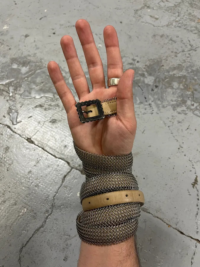 2000s Marithé + François Girbaud Super Long Grey Metal Leather Belt qsJEFPx 0