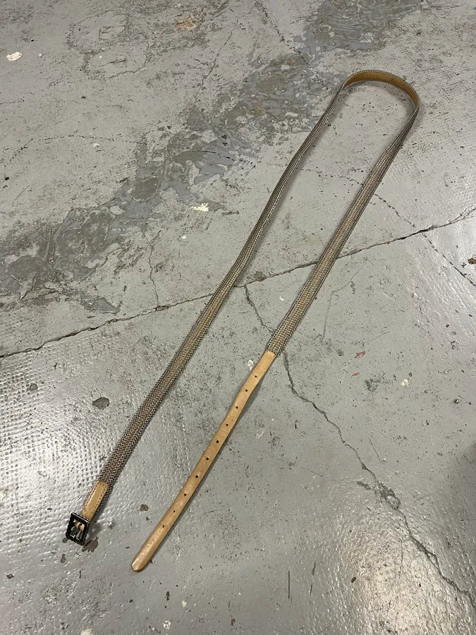 2000s Marithé + François Girbaud Super Long Grey Metal Leather Belt qsJEFPx 2