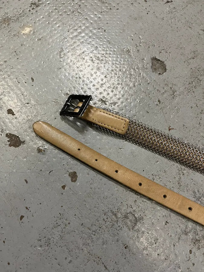 2000s Marithé + François Girbaud Super Long Grey Metal Leather Belt qsJEFPx 3