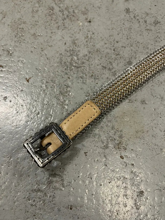 2000s Marithé + François Girbaud Super Long Grey Metal Leather Belt qsJEFPx 4