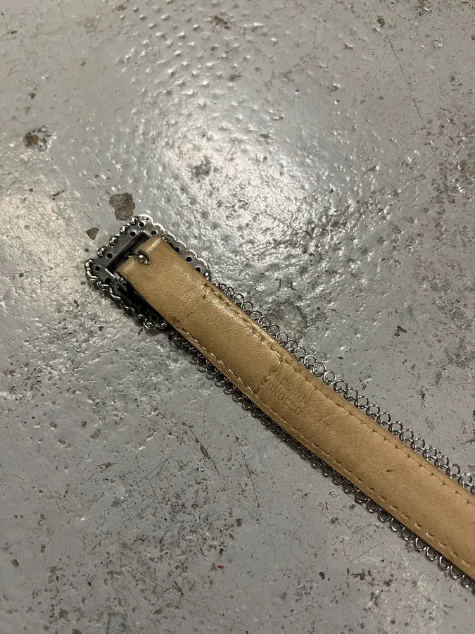 2000s Marithé + François Girbaud Super Long Grey Metal Leather Belt qsJEFPx 5