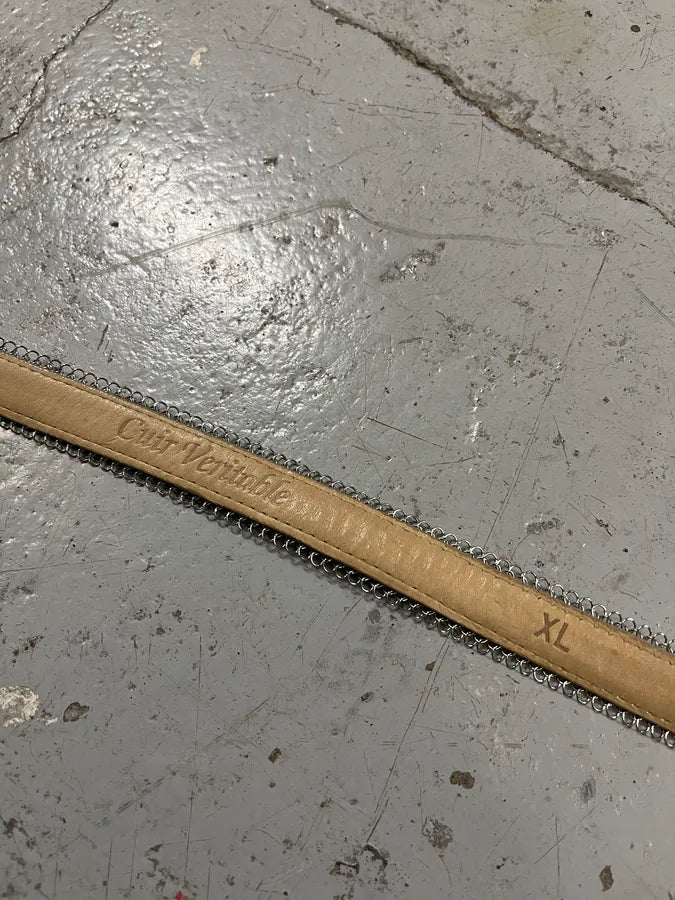 2000s Marithé + François Girbaud Super Long Grey Metal Leather Belt qsJEFPx 8