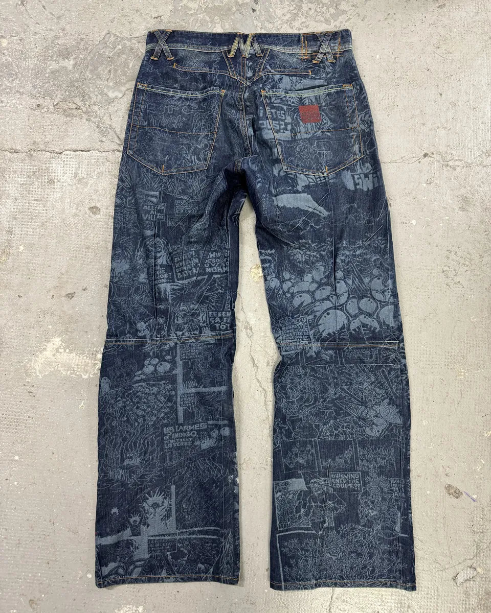 2000s Marithé + François Girbaud Tagged Print Effect Denim Jeans XgLrkFR 3