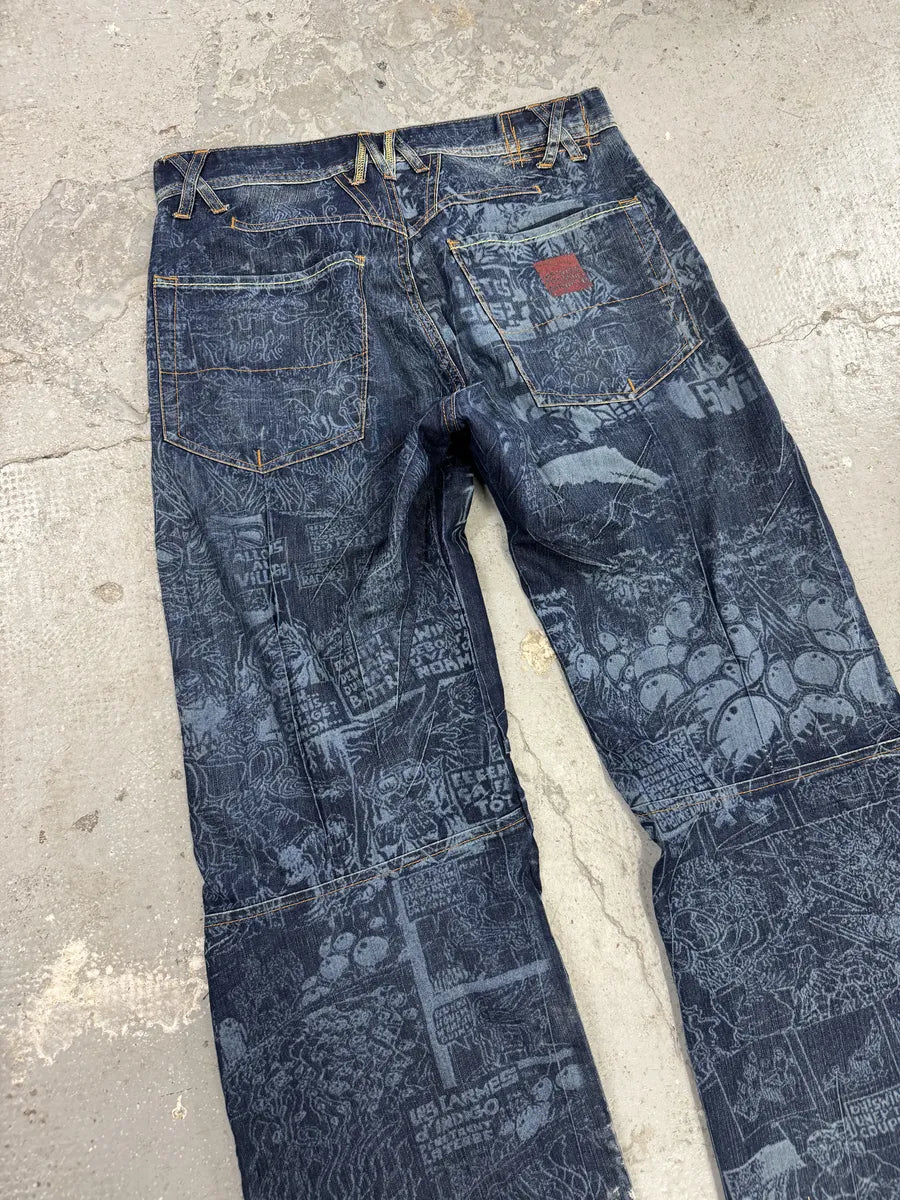 2000s Marithé + François Girbaud Tagged Print Effect Denim Jeans XgLrkFR 10