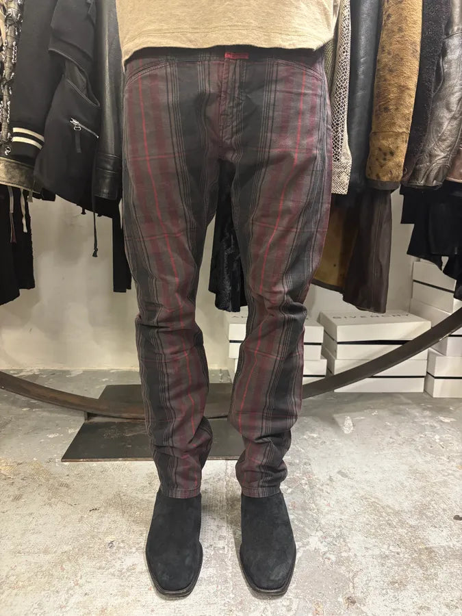 2000s Marithé + François Girbaud Tartan Effect Striped Pants KEZwdMF 1