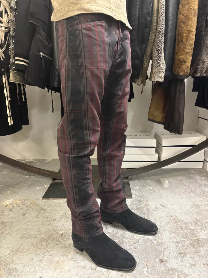 2000s Marithé + François Girbaud Tartan Effect Striped Pants KEZwdMF 2