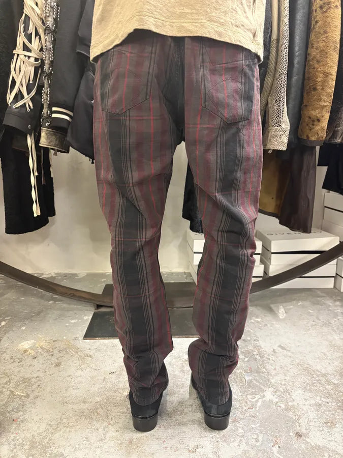 2000s Marithé + François Girbaud Tartan Effect Striped Pants KEZwdMF 3