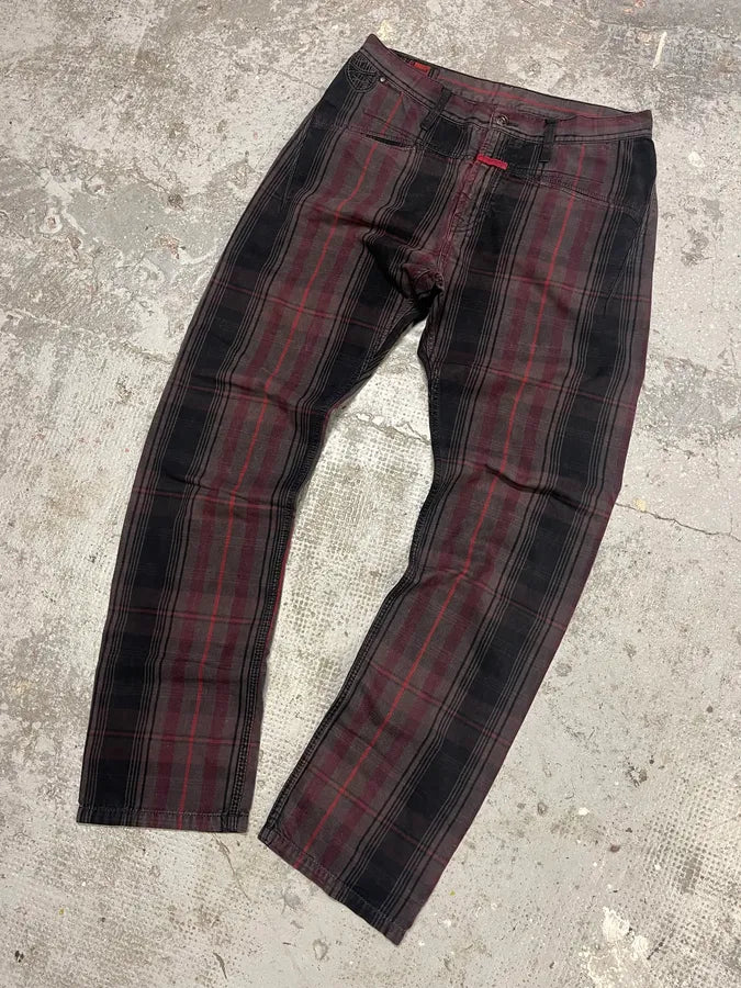 2000s Marithé + François Girbaud Tartan Effect Striped Pants KEZwdMF 4
