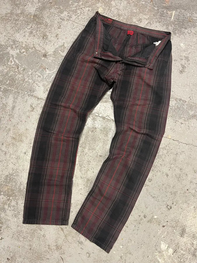 2000s Marithé + François Girbaud Tartan Effect Striped Pants KEZwdMF 5