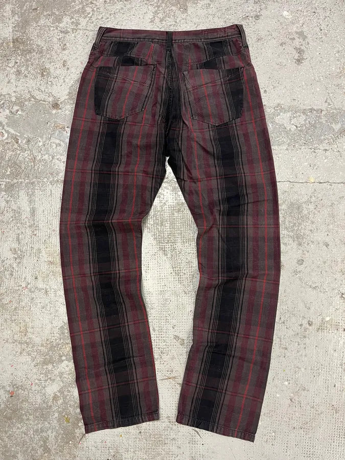 2000s Marithé + François Girbaud Tartan Effect Striped Pants KEZwdMF 6