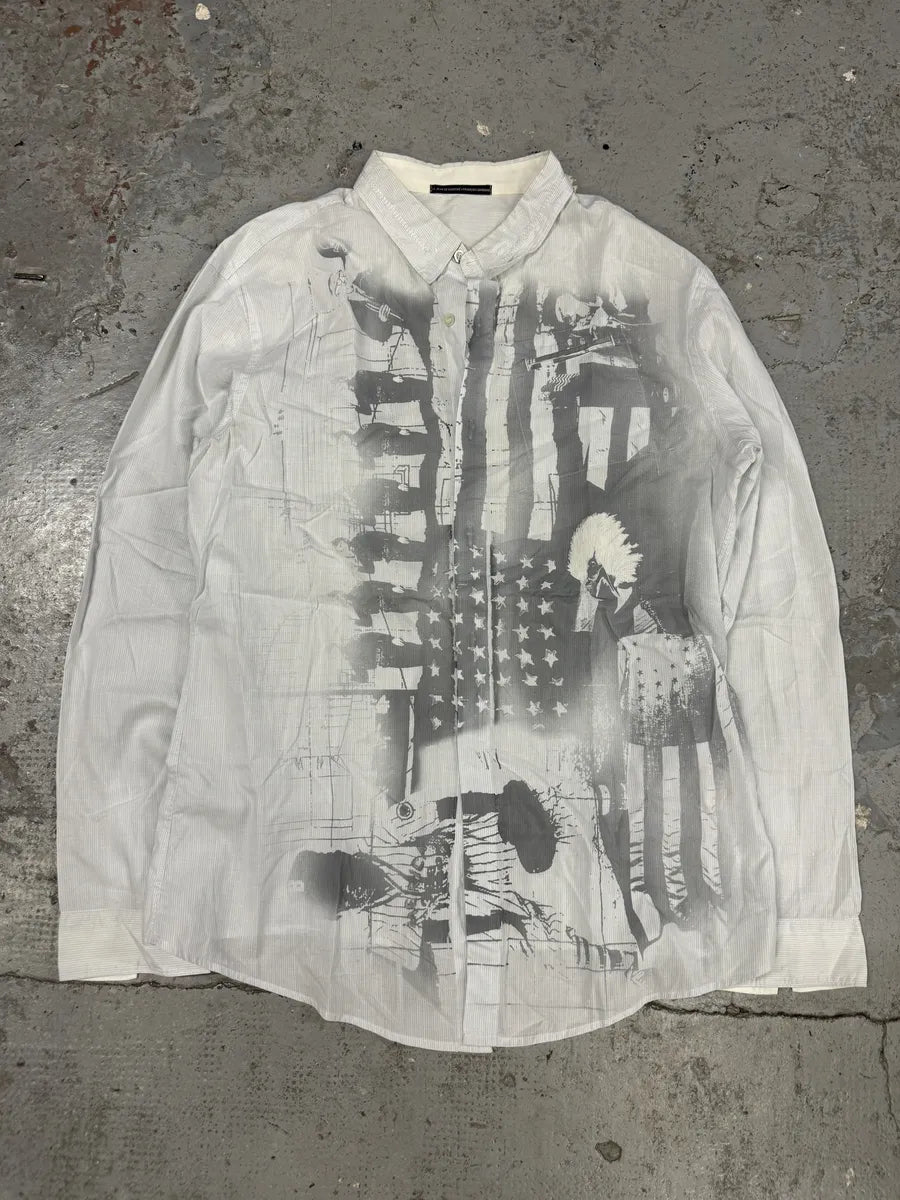 2000s Marithé + François Girbaud USA Flag Baby Blue Shirt nvbCvKd 0