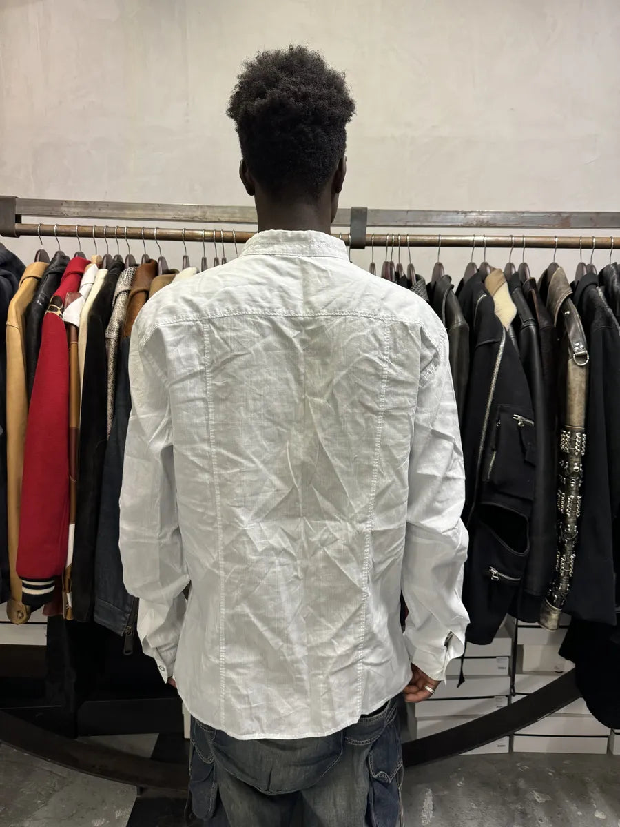 2000s Marithé + François Girbaud USA Flag Baby Blue Shirt nvbCvKd 3