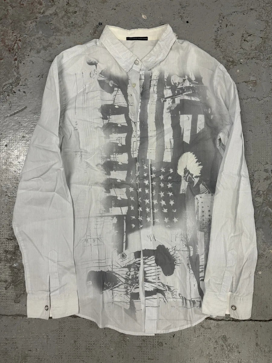 2000s Marithé + François Girbaud USA Flag Baby Blue Shirt nvbCvKd 4