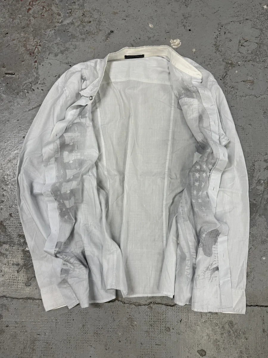 2000s Marithé + François Girbaud USA Flag Baby Blue Shirt nvbCvKd 5