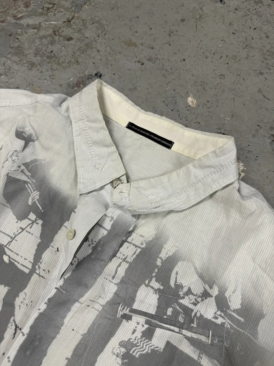 2000s Marithé + François Girbaud USA Flag Baby Blue Shirt nvbCvKd 7