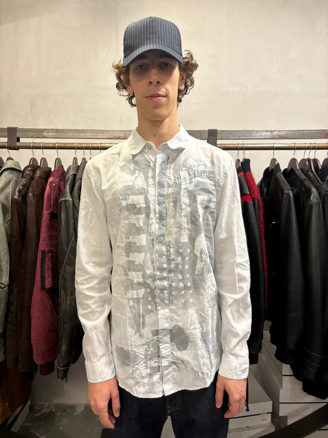 2000s Marithé + François Girbaud USA Print White Shirt VnsYJFs 1