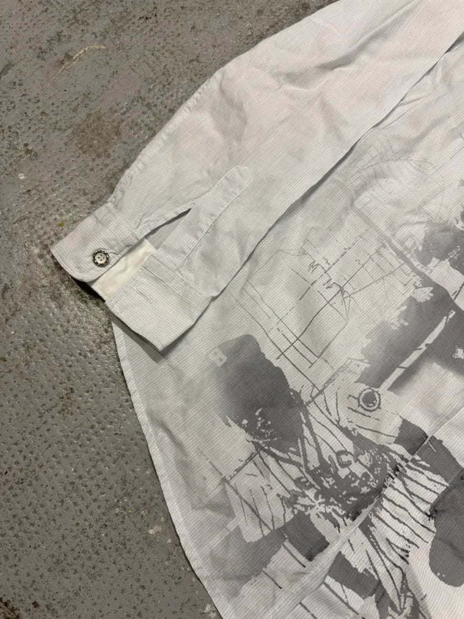 2000s Marithé + François Girbaud USA Print White Shirt VnsYJFs 4